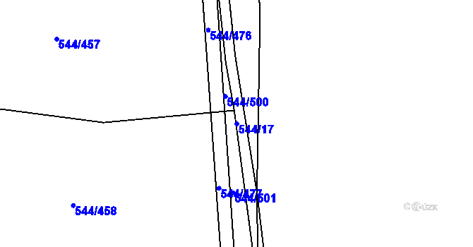 Parcela st. 544/17 v KÚ Dambořice, Katastrální mapa