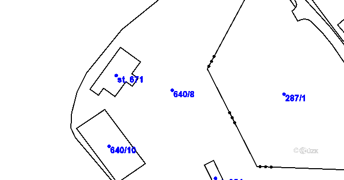 Parcela st. 640/8 v KÚ Dambořice, Katastrální mapa