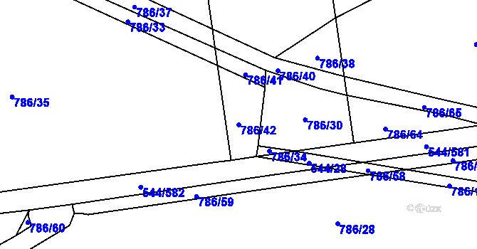 Parcela st. 786/42 v KÚ Dambořice, Katastrální mapa