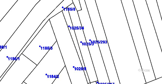 Parcela st. 1025/3 v KÚ Dambořice, Katastrální mapa