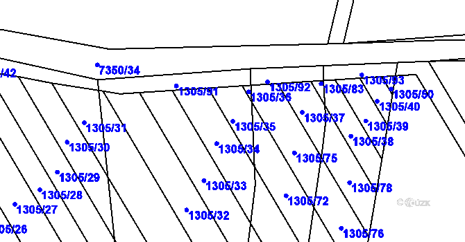 Parcela st. 1305/35 v KÚ Dambořice, Katastrální mapa