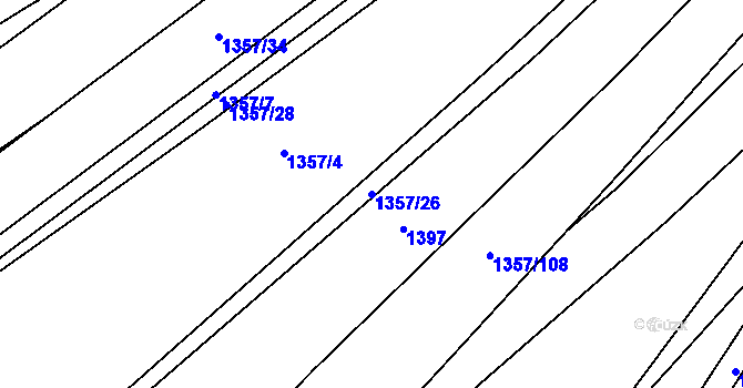Parcela st. 1357/26 v KÚ Dambořice, Katastrální mapa