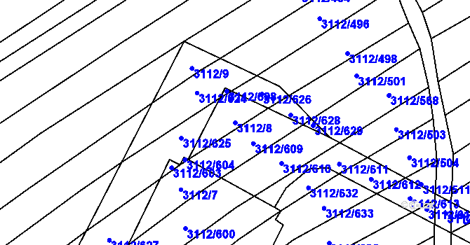 Parcela st. 3112/8 v KÚ Dambořice, Katastrální mapa