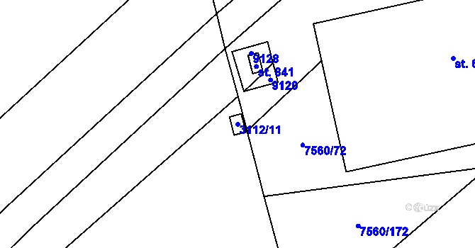 Parcela st. 3112/11 v KÚ Dambořice, Katastrální mapa