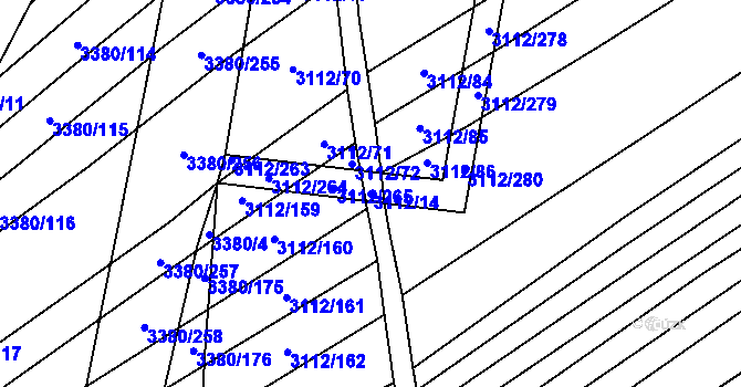 Parcela st. 3112/14 v KÚ Dambořice, Katastrální mapa