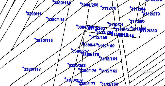 Parcela st. 3380/4 v KÚ Dambořice, Katastrální mapa