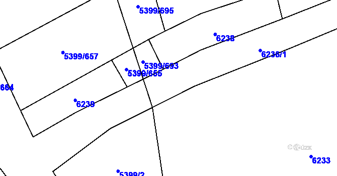 Parcela st. 5399/4 v KÚ Dambořice, Katastrální mapa