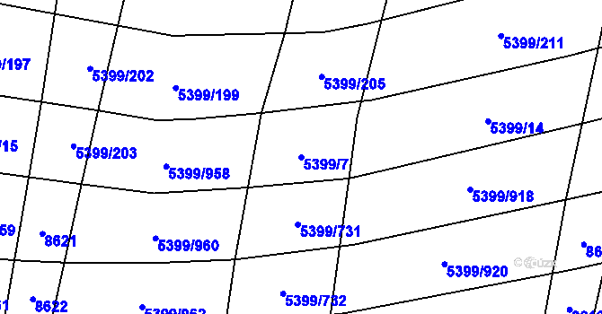 Parcela st. 5399/7 v KÚ Dambořice, Katastrální mapa
