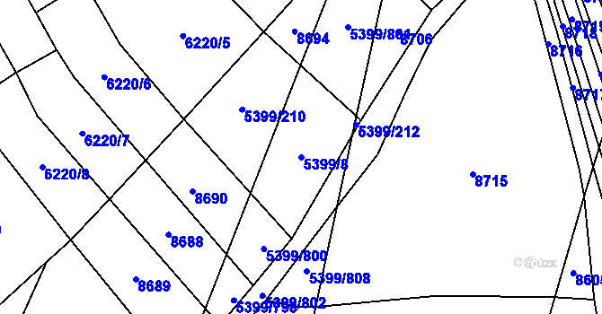 Parcela st. 5399/8 v KÚ Dambořice, Katastrální mapa