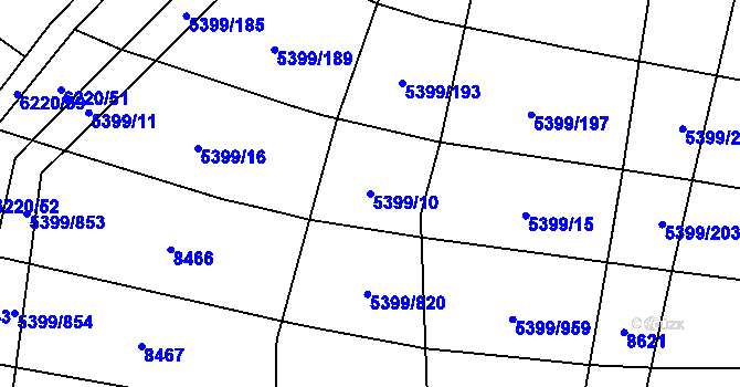 Parcela st. 5399/10 v KÚ Dambořice, Katastrální mapa