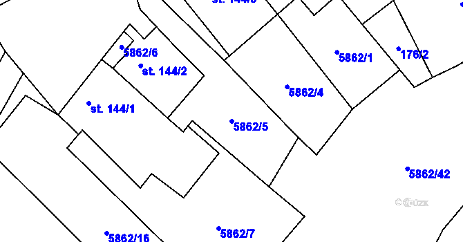 Parcela st. 5862/5 v KÚ Dambořice, Katastrální mapa