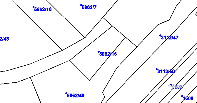 Parcela st. 5862/15 v KÚ Dambořice, Katastrální mapa