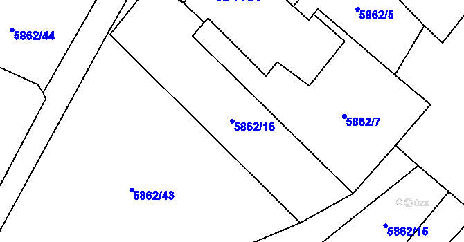 Parcela st. 5862/16 v KÚ Dambořice, Katastrální mapa