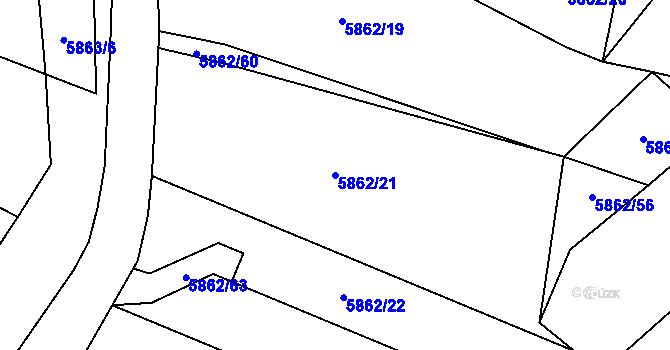 Parcela st. 5862/21 v KÚ Dambořice, Katastrální mapa