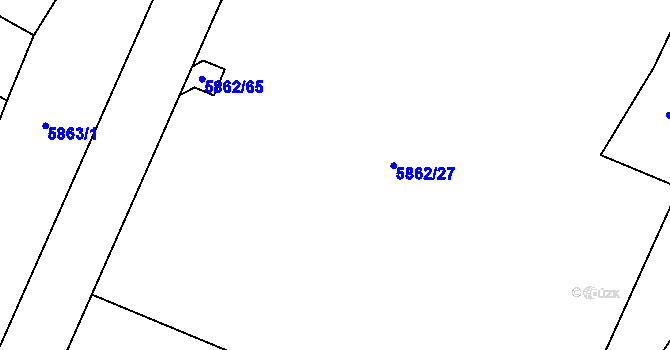 Parcela st. 5862/25 v KÚ Dambořice, Katastrální mapa
