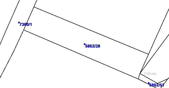Parcela st. 5862/28 v KÚ Dambořice, Katastrální mapa