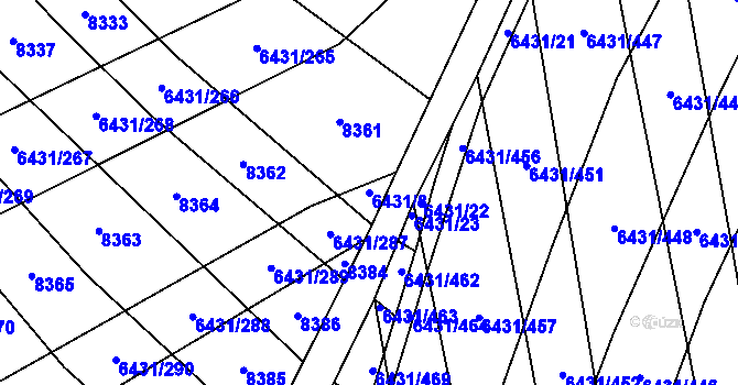 Parcela st. 6431/8 v KÚ Dambořice, Katastrální mapa