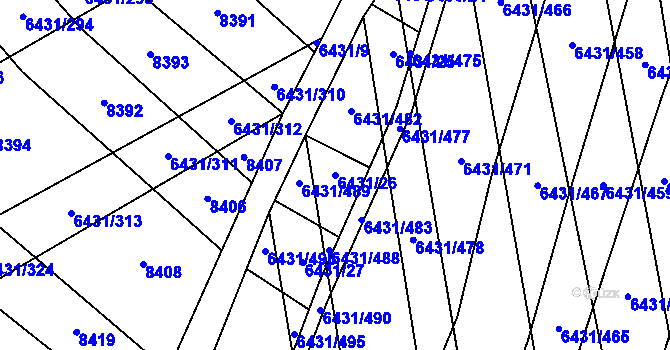 Parcela st. 6431/26 v KÚ Dambořice, Katastrální mapa