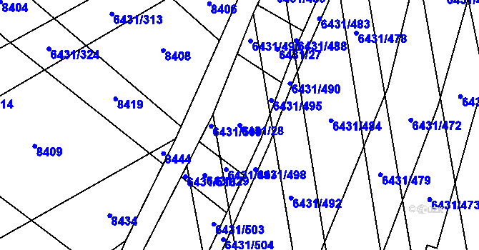 Parcela st. 6431/28 v KÚ Dambořice, Katastrální mapa