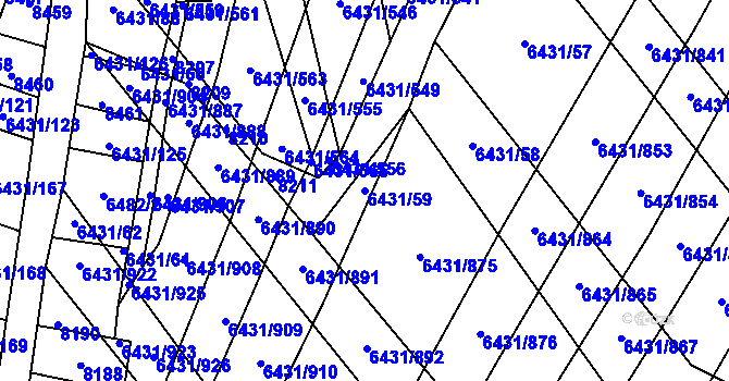 Parcela st. 6431/59 v KÚ Dambořice, Katastrální mapa