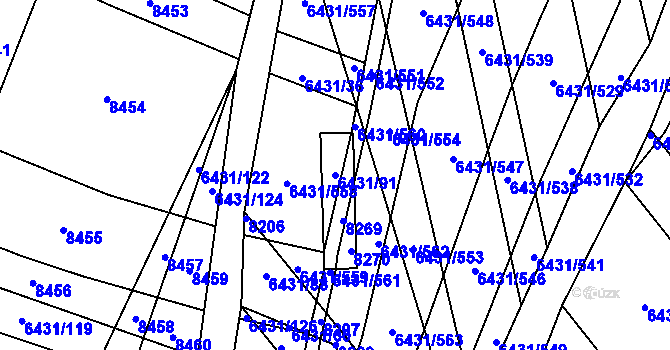 Parcela st. 6431/91 v KÚ Dambořice, Katastrální mapa