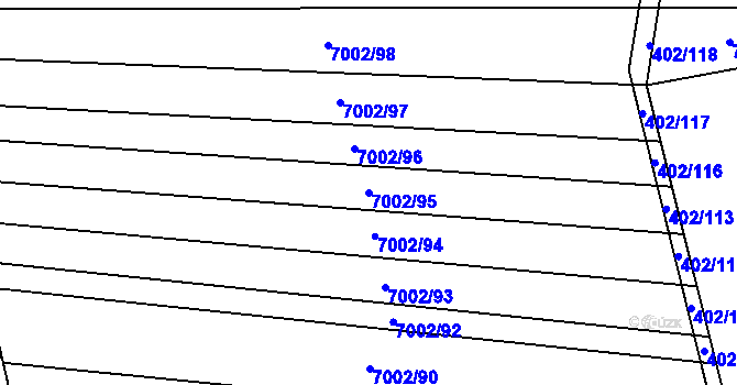 Parcela st. 7002/95 v KÚ Dambořice, Katastrální mapa