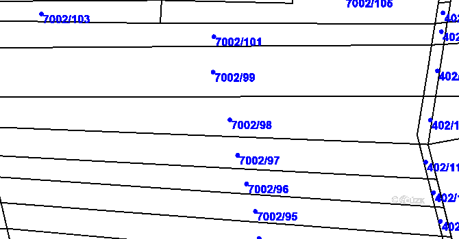 Parcela st. 7002/98 v KÚ Dambořice, Katastrální mapa