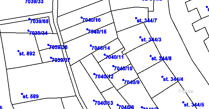 Parcela st. 7040/11 v KÚ Dambořice, Katastrální mapa