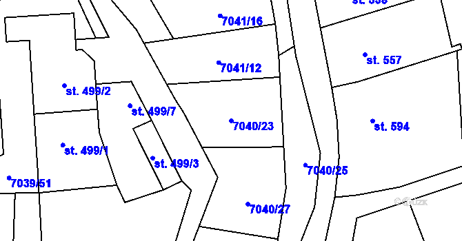 Parcela st. 7040/23 v KÚ Dambořice, Katastrální mapa