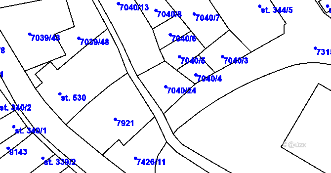 Parcela st. 7040/24 v KÚ Dambořice, Katastrální mapa