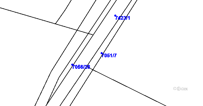 Parcela st. 7051/7 v KÚ Dambořice, Katastrální mapa