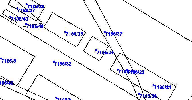 Parcela st. 7186/24 v KÚ Dambořice, Katastrální mapa