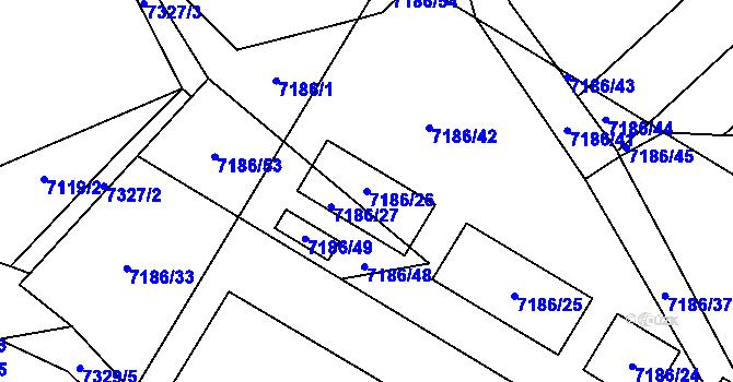 Parcela st. 7186/26 v KÚ Dambořice, Katastrální mapa