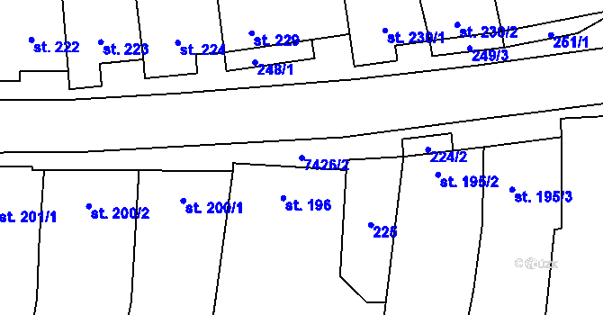 Parcela st. 7426/2 v KÚ Dambořice, Katastrální mapa
