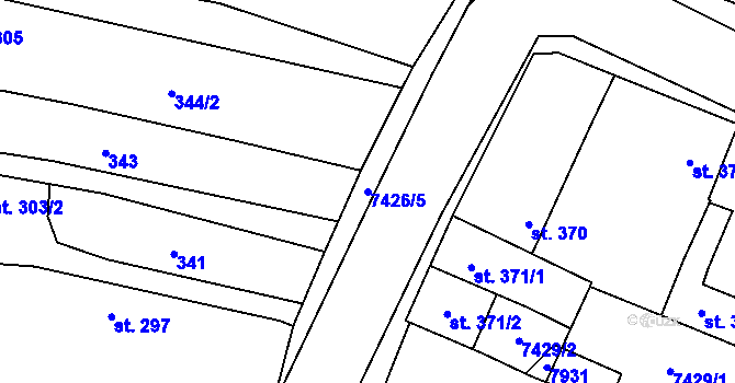 Parcela st. 7426/5 v KÚ Dambořice, Katastrální mapa