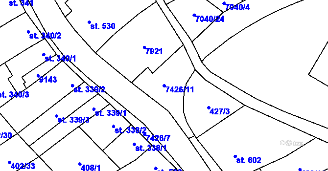 Parcela st. 7426/11 v KÚ Dambořice, Katastrální mapa