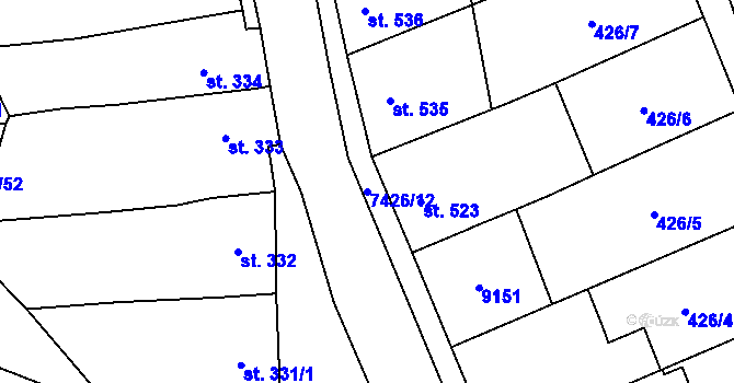 Parcela st. 7426/12 v KÚ Dambořice, Katastrální mapa