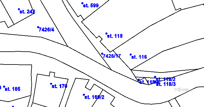 Parcela st. 7426/17 v KÚ Dambořice, Katastrální mapa