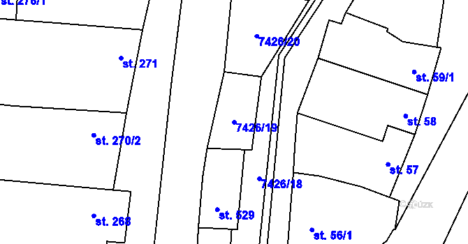 Parcela st. 7426/19 v KÚ Dambořice, Katastrální mapa