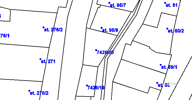 Parcela st. 7426/20 v KÚ Dambořice, Katastrální mapa