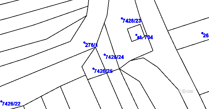 Parcela st. 7426/24 v KÚ Dambořice, Katastrální mapa