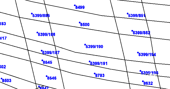 Parcela st. 5399/190 v KÚ Dambořice, Katastrální mapa