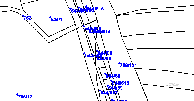 Parcela st. 544/85 v KÚ Dambořice, Katastrální mapa