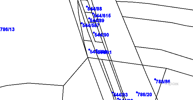 Parcela st. 544/91 v KÚ Dambořice, Katastrální mapa