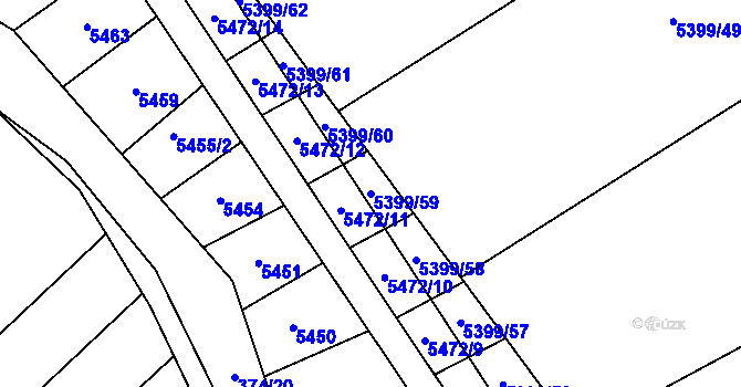 Parcela st. 5399/59 v KÚ Dambořice, Katastrální mapa
