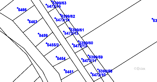 Parcela st. 5399/60 v KÚ Dambořice, Katastrální mapa