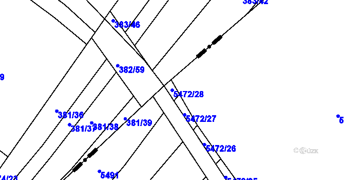 Parcela st. 5472/28 v KÚ Dambořice, Katastrální mapa
