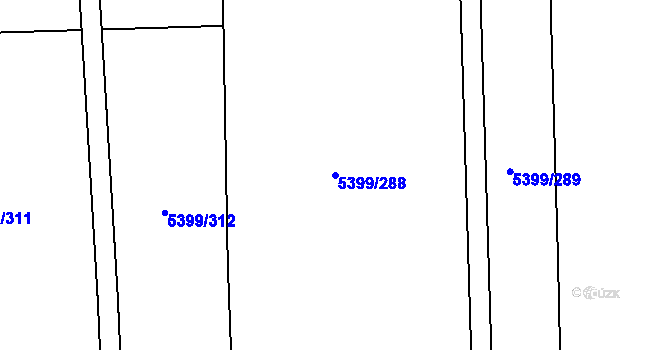 Parcela st. 5399/288 v KÚ Dambořice, Katastrální mapa