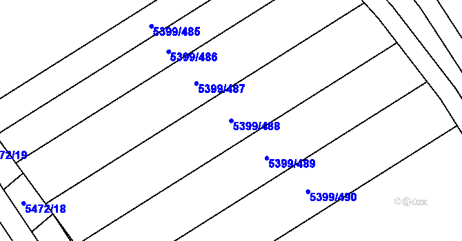 Parcela st. 5399/488 v KÚ Dambořice, Katastrální mapa