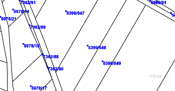 Parcela st. 5399/548 v KÚ Dambořice, Katastrální mapa